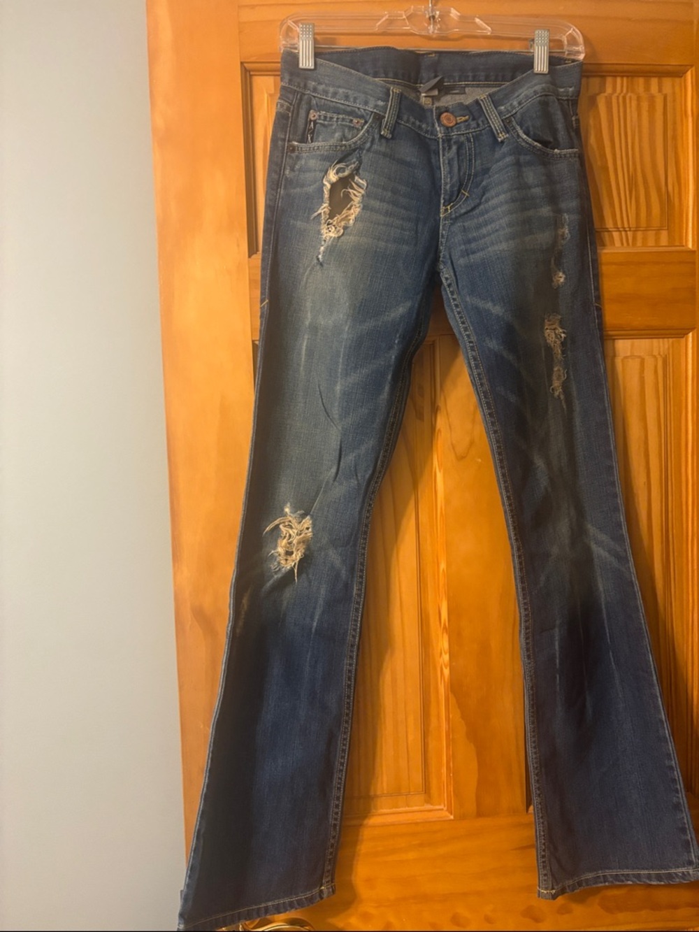 Armani Exchange Dark Blue Distressed Flare Jeans
